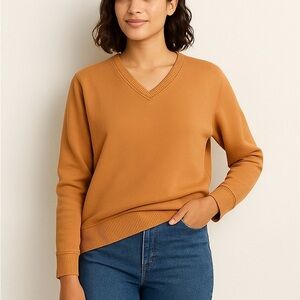 Catalina Women's V-Neck Sweater in Warm Tan